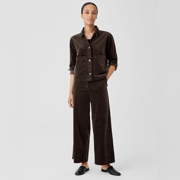 Organic Cotton Stretch Corduroy Wide-Leg Pant Eileen Fisher - Picture 2 of 6